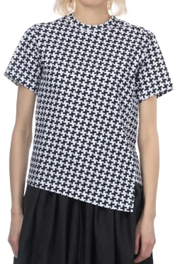 Discount Comme Des Garcons Comme Des Garcons cotton jersey print pinwheel A pattern top - Black