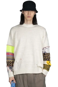 Best Kapital 56 Cotton Knit Hippie Sleeve Crew Sweater - Natural