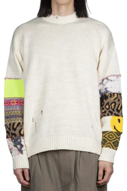 Best Kapital 56 Cotton Knit Hippie Sleeve Crew Sweater - Natural