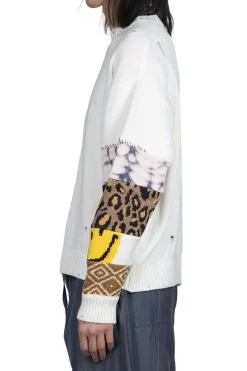 Fashion Kapital 56 Cotton Knit Hippie Sleeve Crew Sweater - White