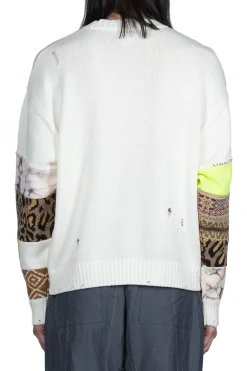 Fashion Kapital 56 Cotton Knit Hippie Sleeve Crew Sweater - White