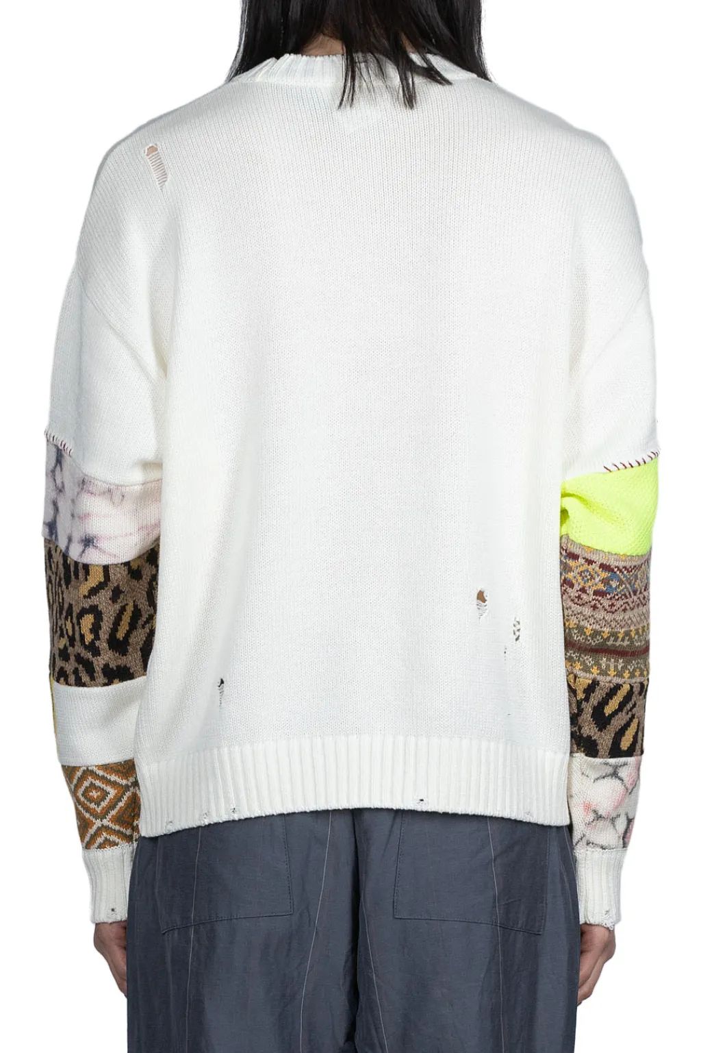 Fashion Kapital 56 Cotton Knit Hippie Sleeve Crew Sweater - White