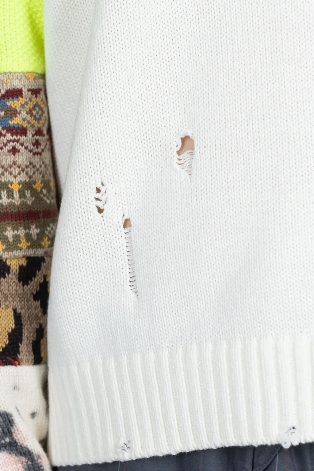 Fashion Kapital 56 Cotton Knit Hippie Sleeve Crew Sweater - White