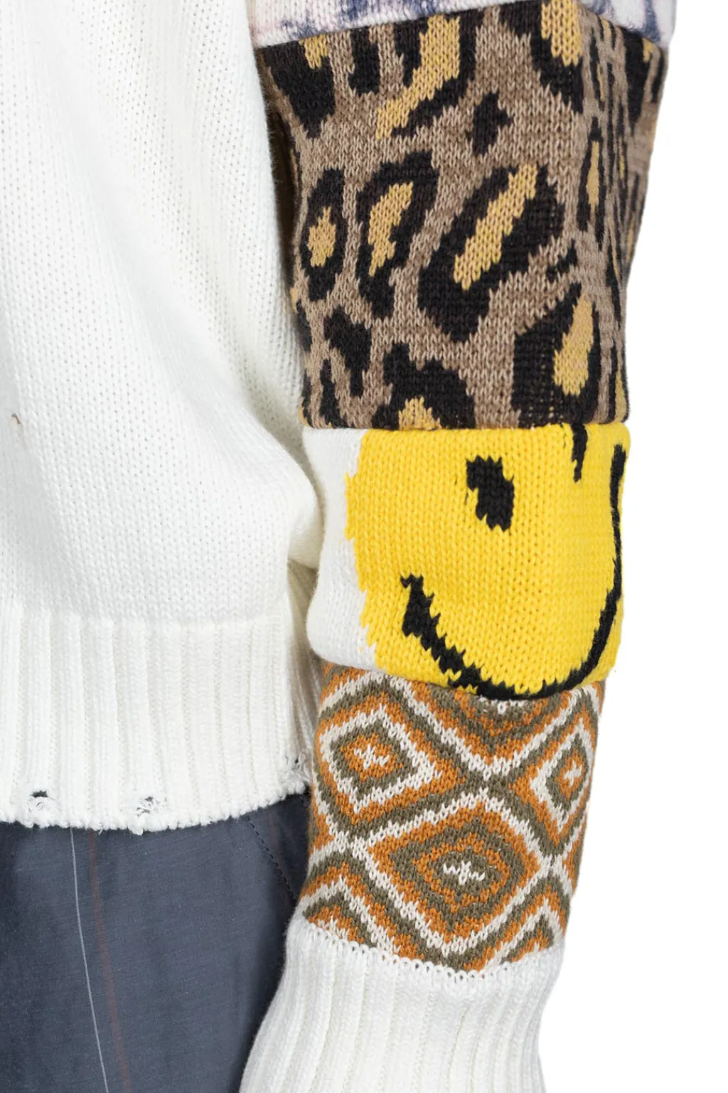 Fashion Kapital 56 Cotton Knit Hippie Sleeve Crew Sweater - White