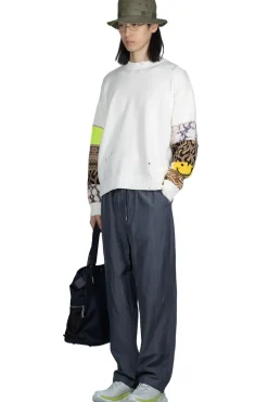 Fashion Kapital 56 Cotton Knit Hippie Sleeve Crew Sweater - White