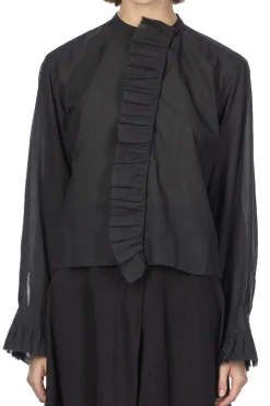 Online YLEVE Cotton Lawn Fuffled Blouse - Charcoal