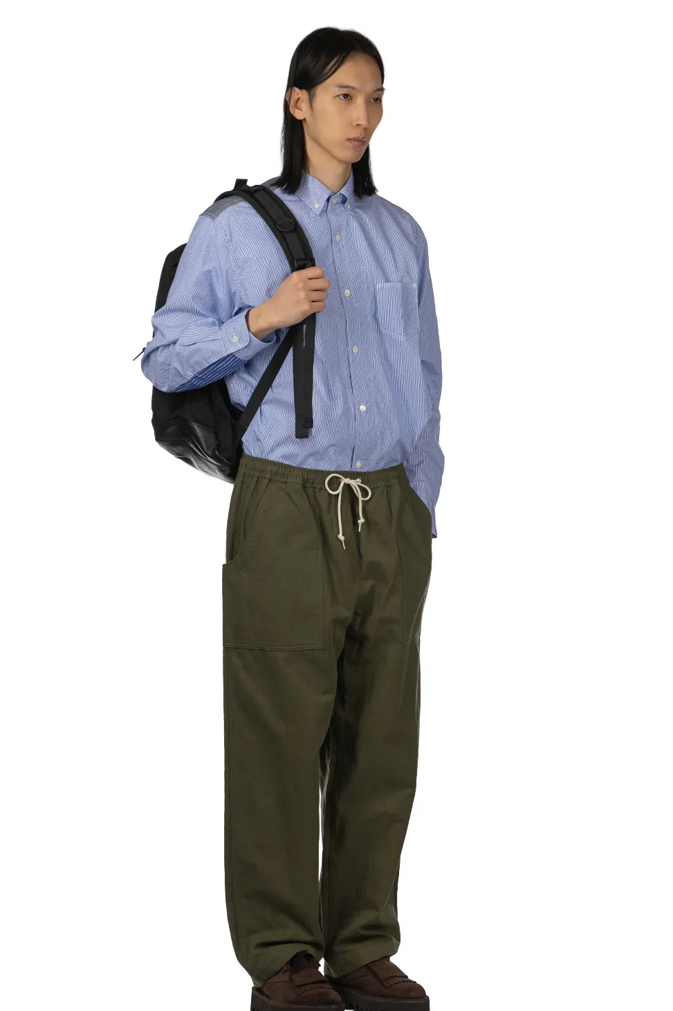 Online Comme Des Garcons Homme Cotton Linen Herringbone Pants - Khaki