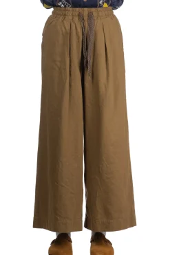 Discount Kapital Cotton Linen Twill RUDE Baggy Pants - Khaki