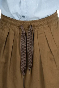 Online Kapital Cotton Linen Twill RUDE Baggy Pants - Khaki