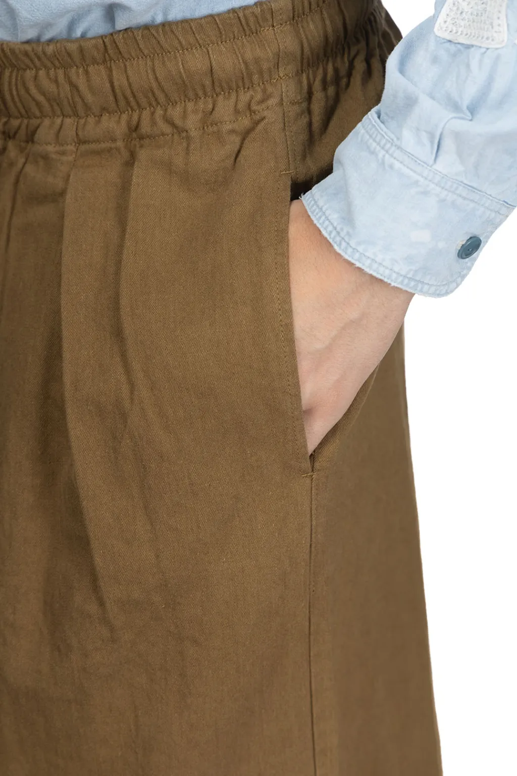 Online Kapital Cotton Linen Twill RUDE Baggy Pants - Khaki