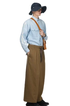 Online Kapital Cotton Linen Twill RUDE Baggy Pants - Khaki