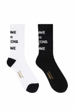 Best Comme Des Garcons Homme Cotton Mix Logo Socks - 2 Colors