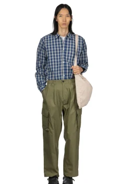 Clearance Manual Alphabet Cotton Nylon Gabardine Cargo Pants - ML Green
