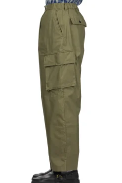 Clearance Manual Alphabet Cotton Nylon Gabardine Cargo Pants - ML Green