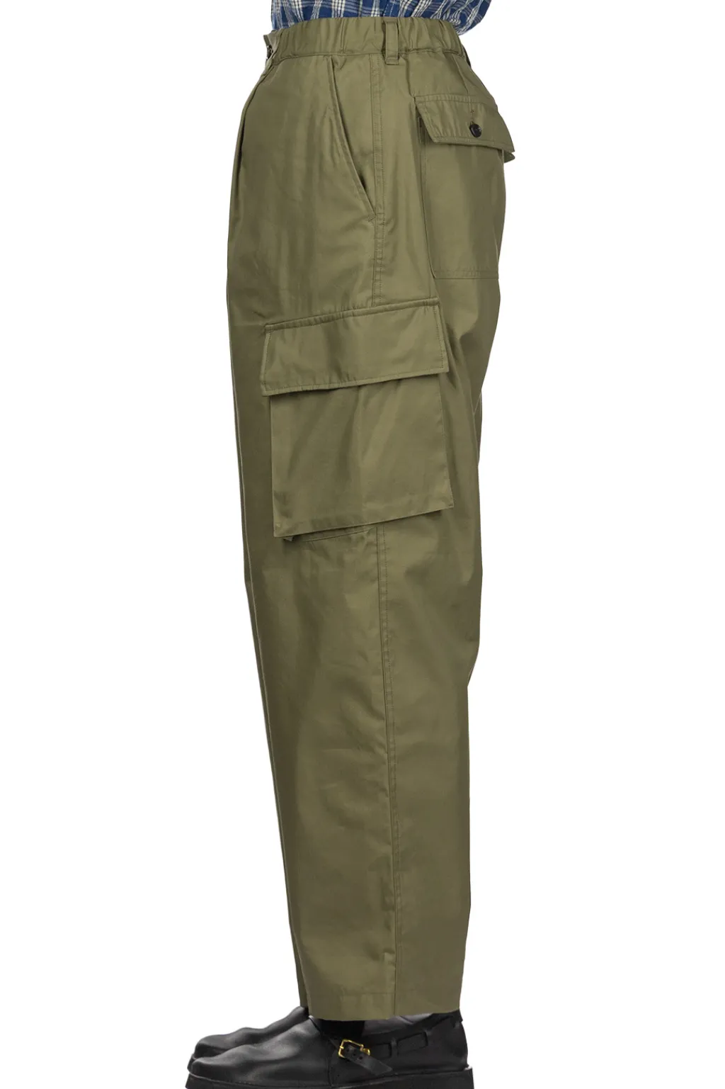 Clearance Manual Alphabet Cotton Nylon Gabardine Cargo Pants - ML Green