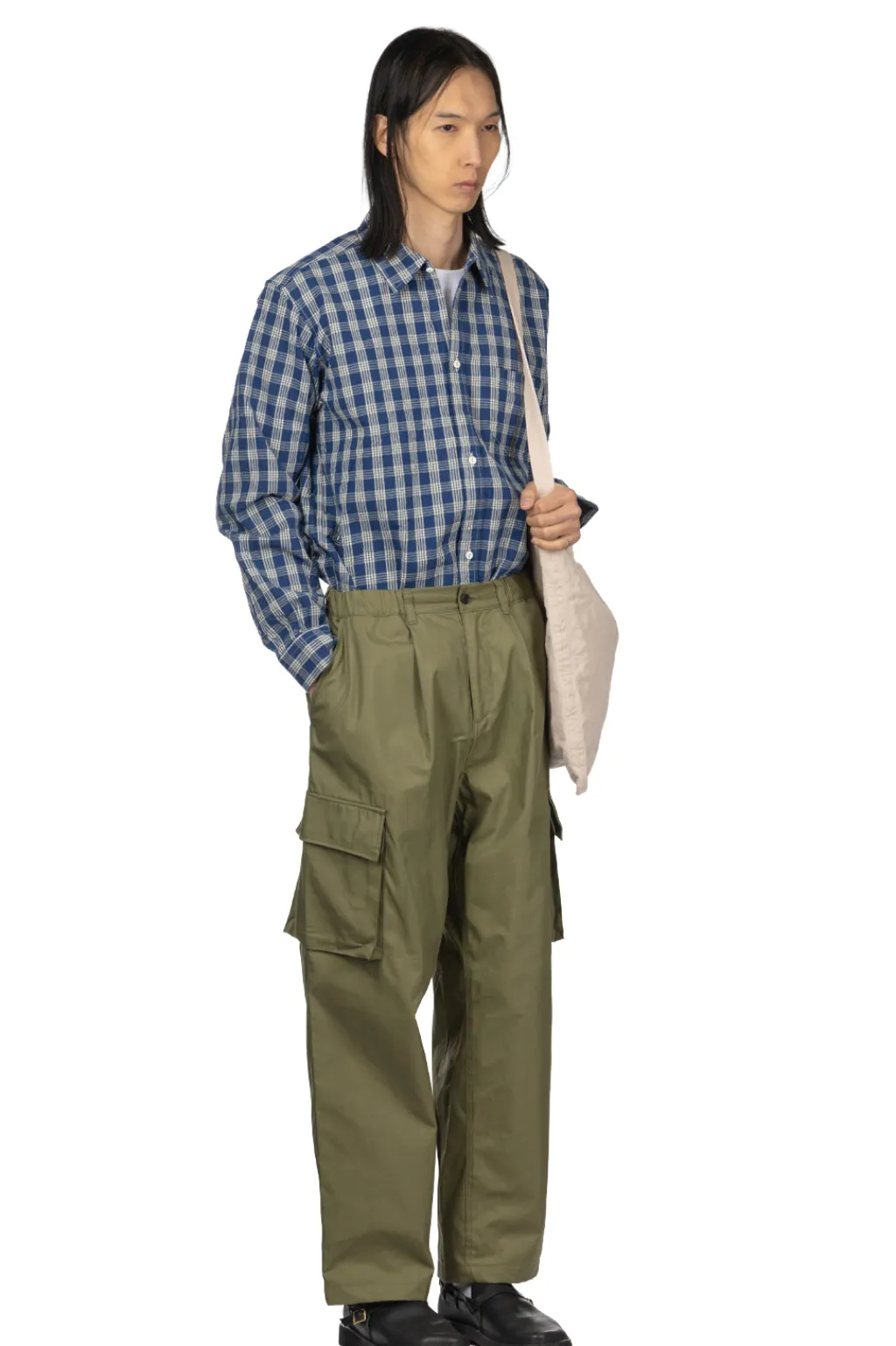 Clearance Manual Alphabet Cotton Nylon Gabardine Cargo Pants - ML Green