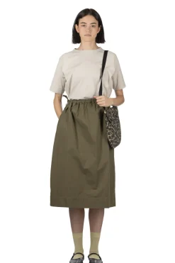 Outlet Tigre Brocante Cotton Nylon Side Slit Skirt - Khaki