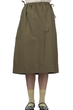 Outlet Tigre Brocante Cotton Nylon Side Slit Skirt - Khaki