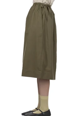 Outlet Tigre Brocante Cotton Nylon Side Slit Skirt - Khaki