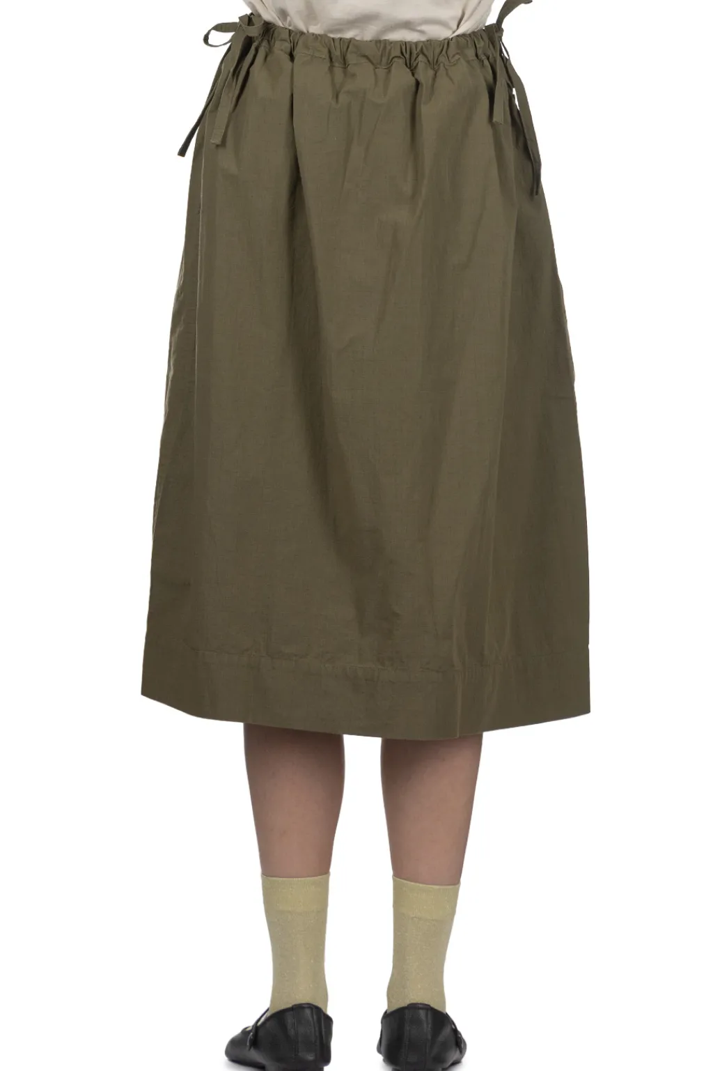 Outlet Tigre Brocante Cotton Nylon Side Slit Skirt - Khaki