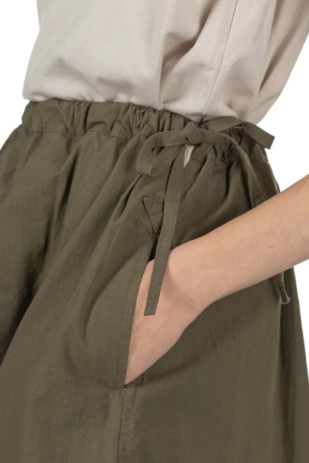 Outlet Tigre Brocante Cotton Nylon Side Slit Skirt - Khaki