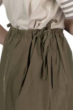 Outlet Tigre Brocante Cotton Nylon Side Slit Skirt - Khaki