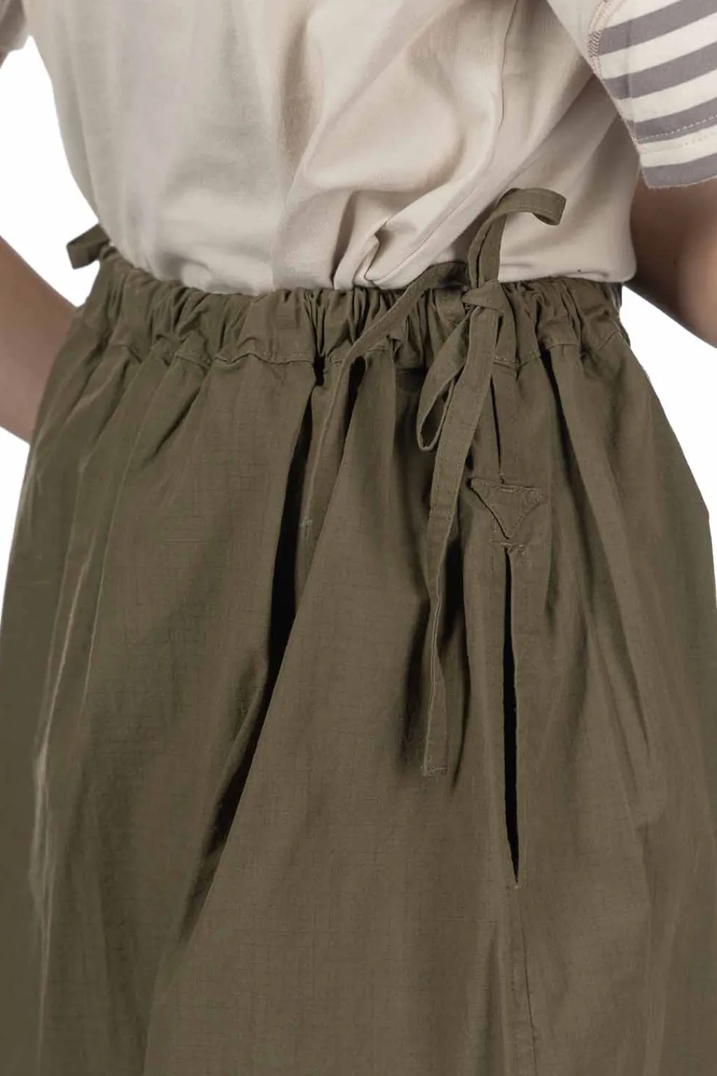 Outlet Tigre Brocante Cotton Nylon Side Slit Skirt - Khaki