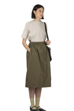 Outlet Tigre Brocante Cotton Nylon Side Slit Skirt - Khaki