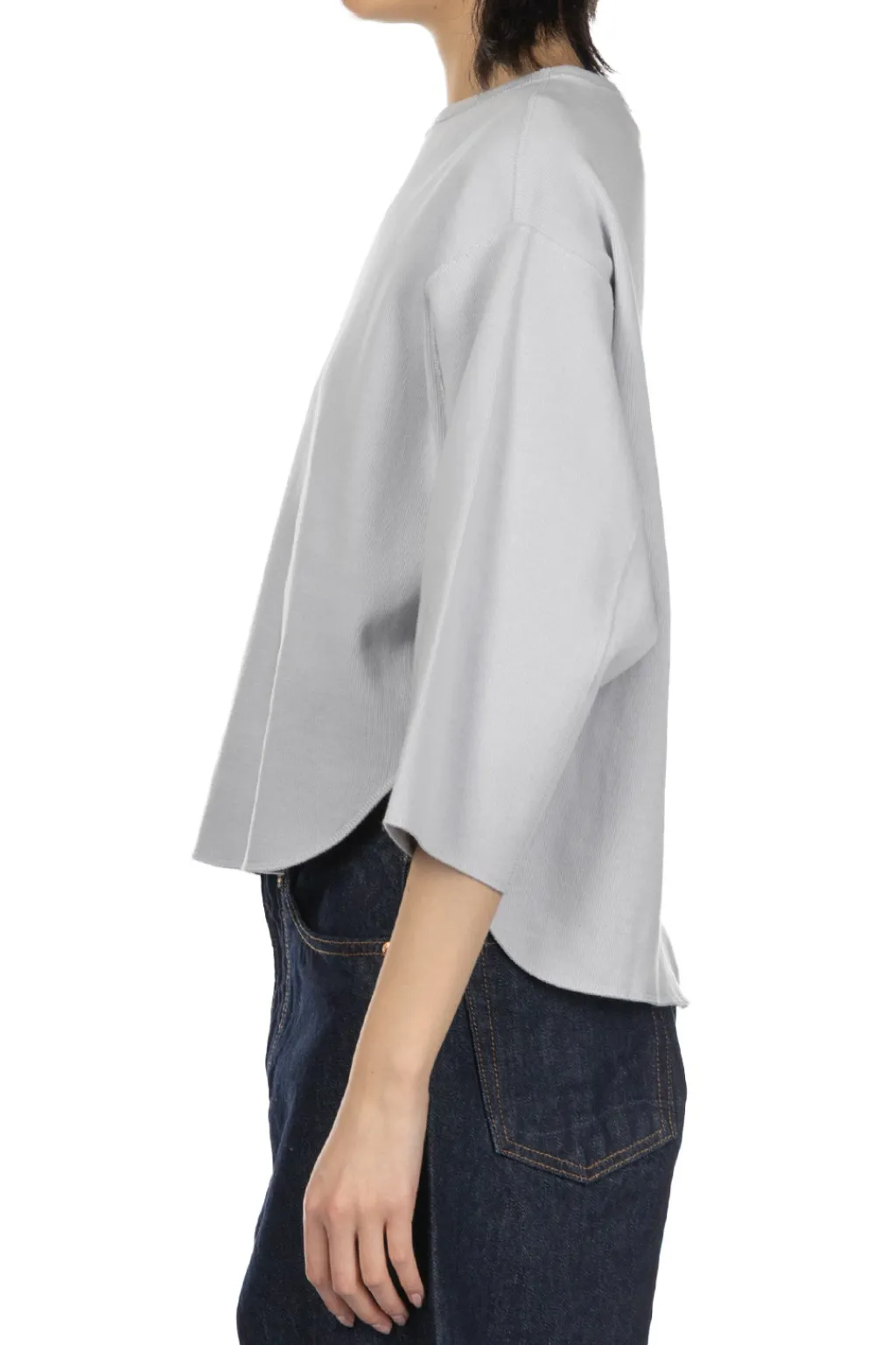Fashion YLEVE Cotton Rib Pullover - Sax