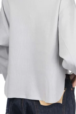 Fashion YLEVE Cotton Rib Pullover - Sax