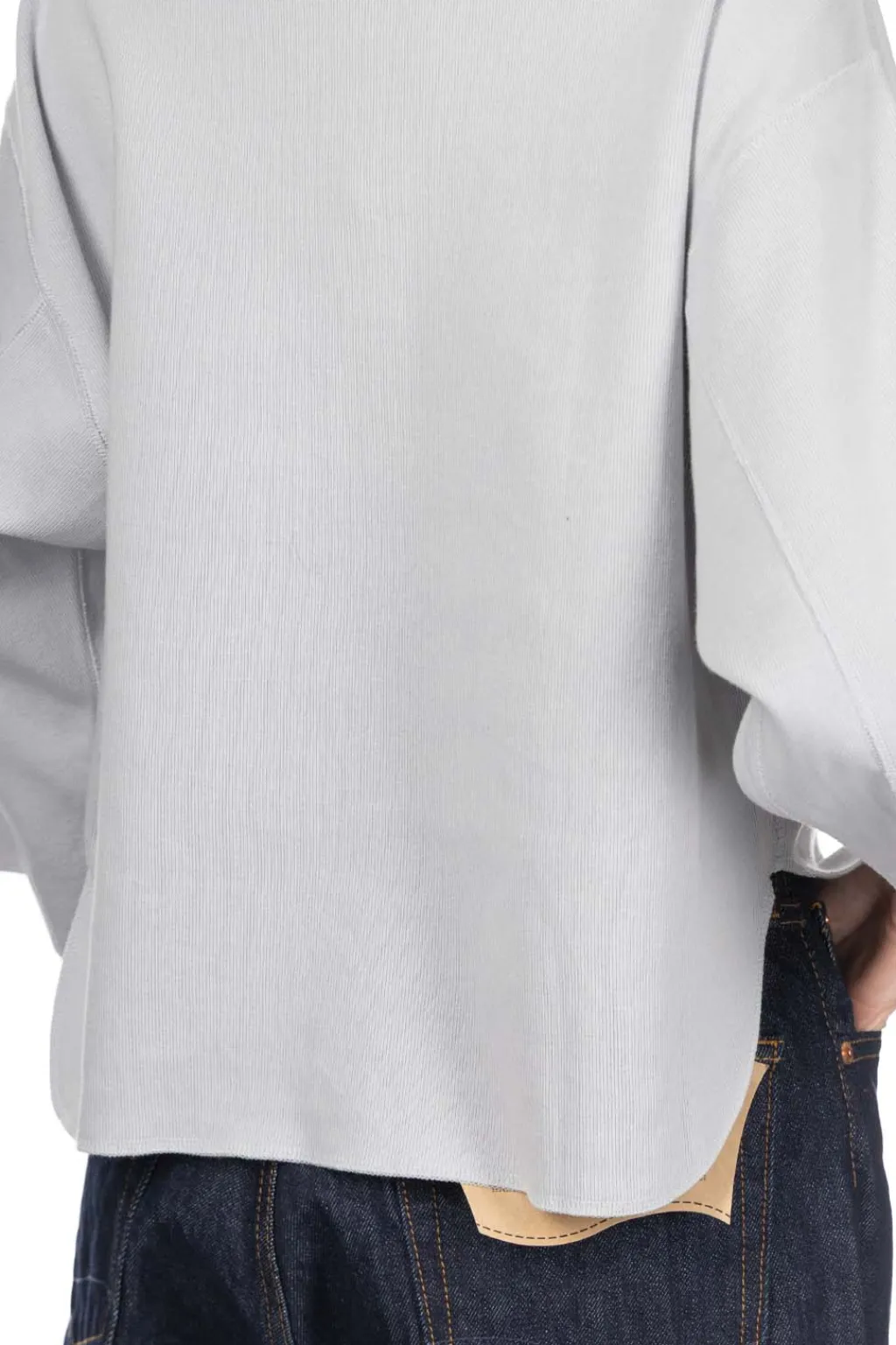 Fashion YLEVE Cotton Rib Pullover - Sax