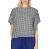 Fashion Nachukara Cotton Shirring Dolman Shirt - Black Check