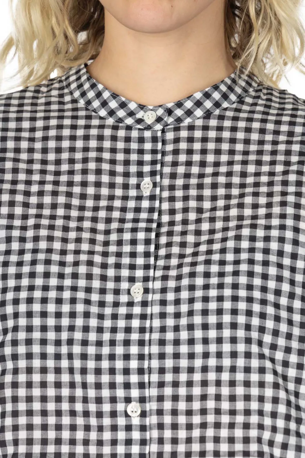 Fashion Nachukara Cotton Shirring Dolman Shirt - Black Check
