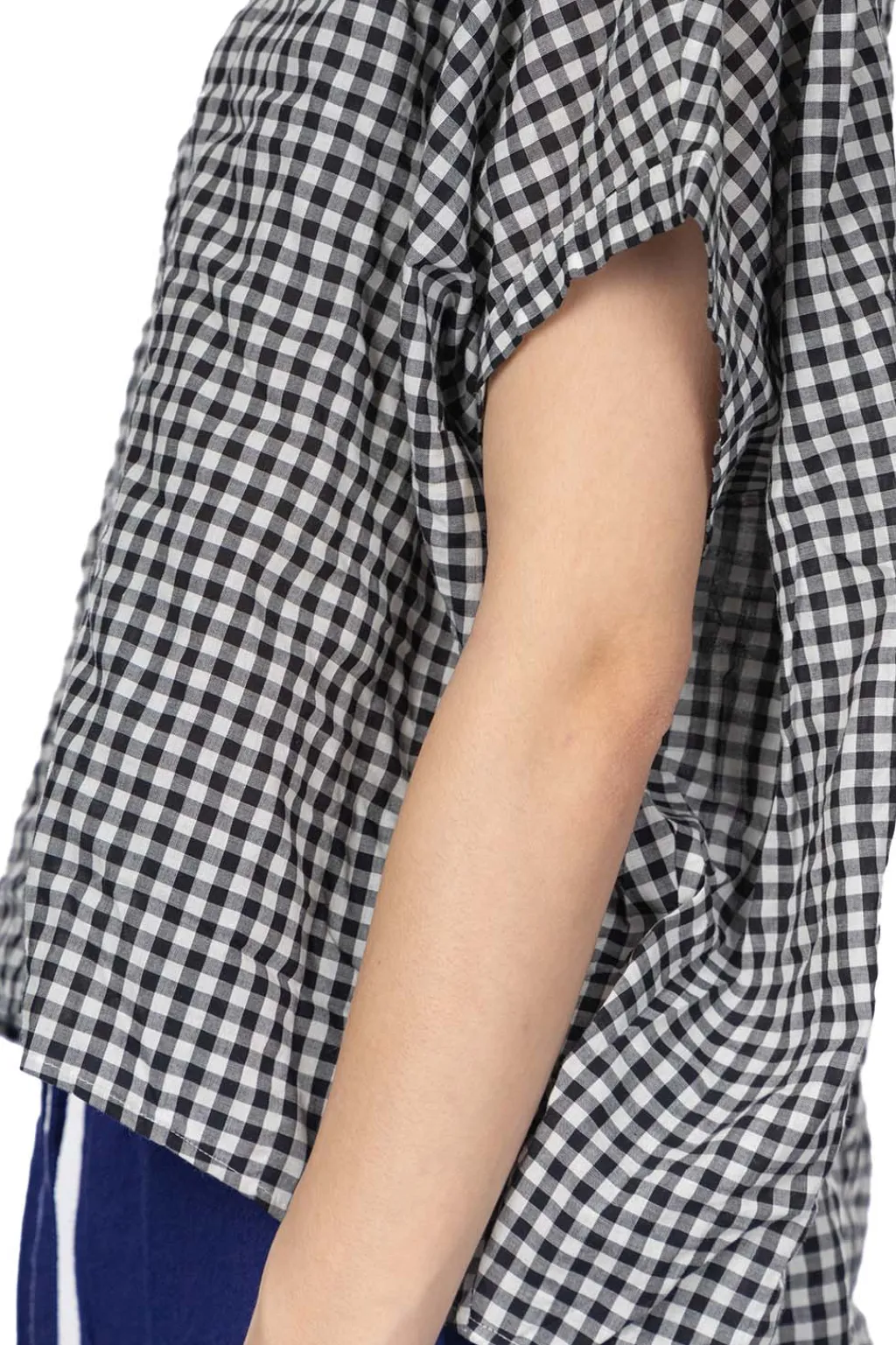 Fashion Nachukara Cotton Shirring Dolman Shirt - Black Check