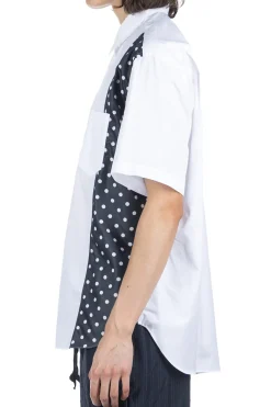 Best Comme Des Garcons Homme Cotton x Poly Lawn Dots Print Shirt - White x Navy