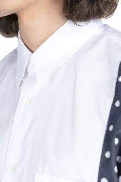 Best Comme Des Garcons Homme Cotton x Poly Lawn Dots Print Shirt - White x Navy