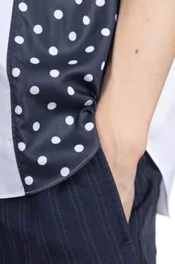 Best Comme Des Garcons Homme Cotton x Poly Lawn Dots Print Shirt - White x Navy