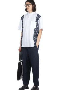 Best Comme Des Garcons Homme Cotton x Poly Lawn Dots Print Shirt - White x Navy