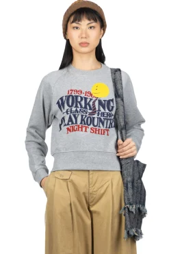 Clearance Kapital Crew Sweat Dinky Type (Night Shift PROFILE RAINBOWY) - Grey