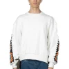 Discount DISCOVERED Crochet Sleeve Sweatshirt - White