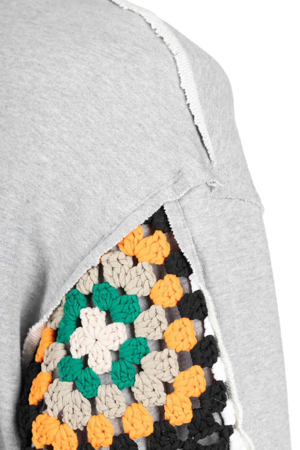 Hot DISCOVERED Crochet Sleeve Sweatshirt - Grey