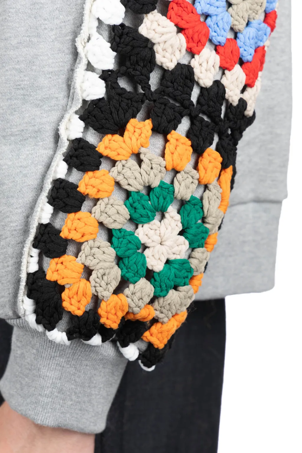 Hot DISCOVERED Crochet Sleeve Sweatshirt - Grey