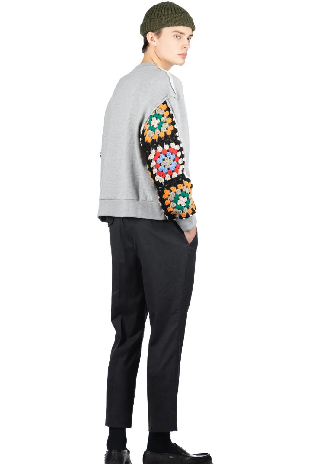 Hot DISCOVERED Crochet Sleeve Sweatshirt - Grey
