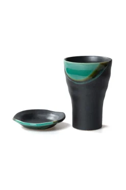 Sale Mino Pottery CUP AND PLATE SET IN WOODEN BOX