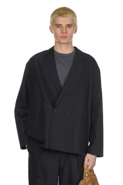 Clearance Still by Hand Cupro Mixed Easy Jacket - Dark Navy