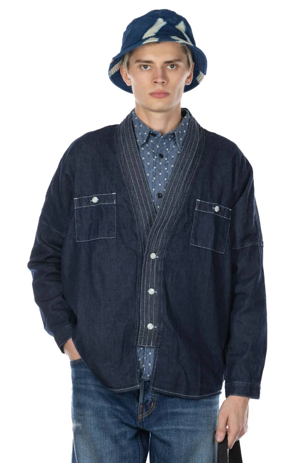 Hot FDMTL Denim Haori Shirt Rinse - Indigo