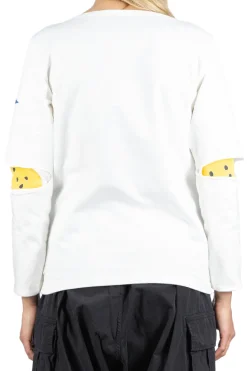 Outlet Kapital 16/- Densed Jersey Elbow-Rip Boatneck Long Sleeve T - White
