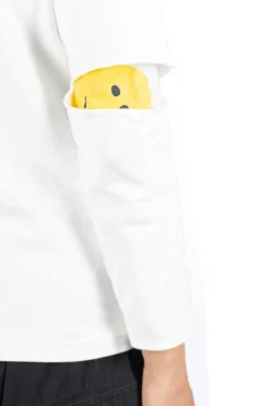 Outlet Kapital 16/- Densed Jersey Elbow-Rip Boatneck Long Sleeve T - White