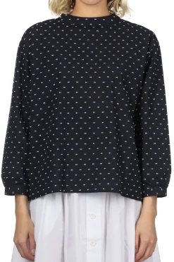 Fashion Nachukara Dobby Band Collar Pullover - Black