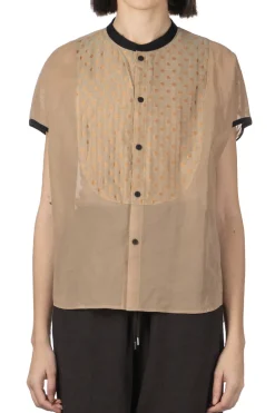 Outlet Manon Dot Organdy French Blouse - Brown